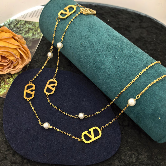 Gold LV Microchain Necklace