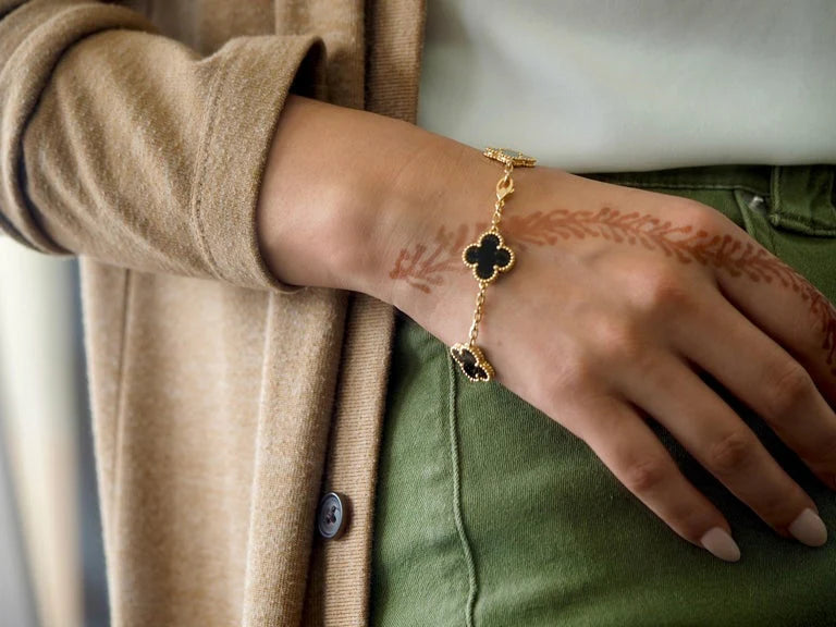 Black And Gold Clover Bracelet