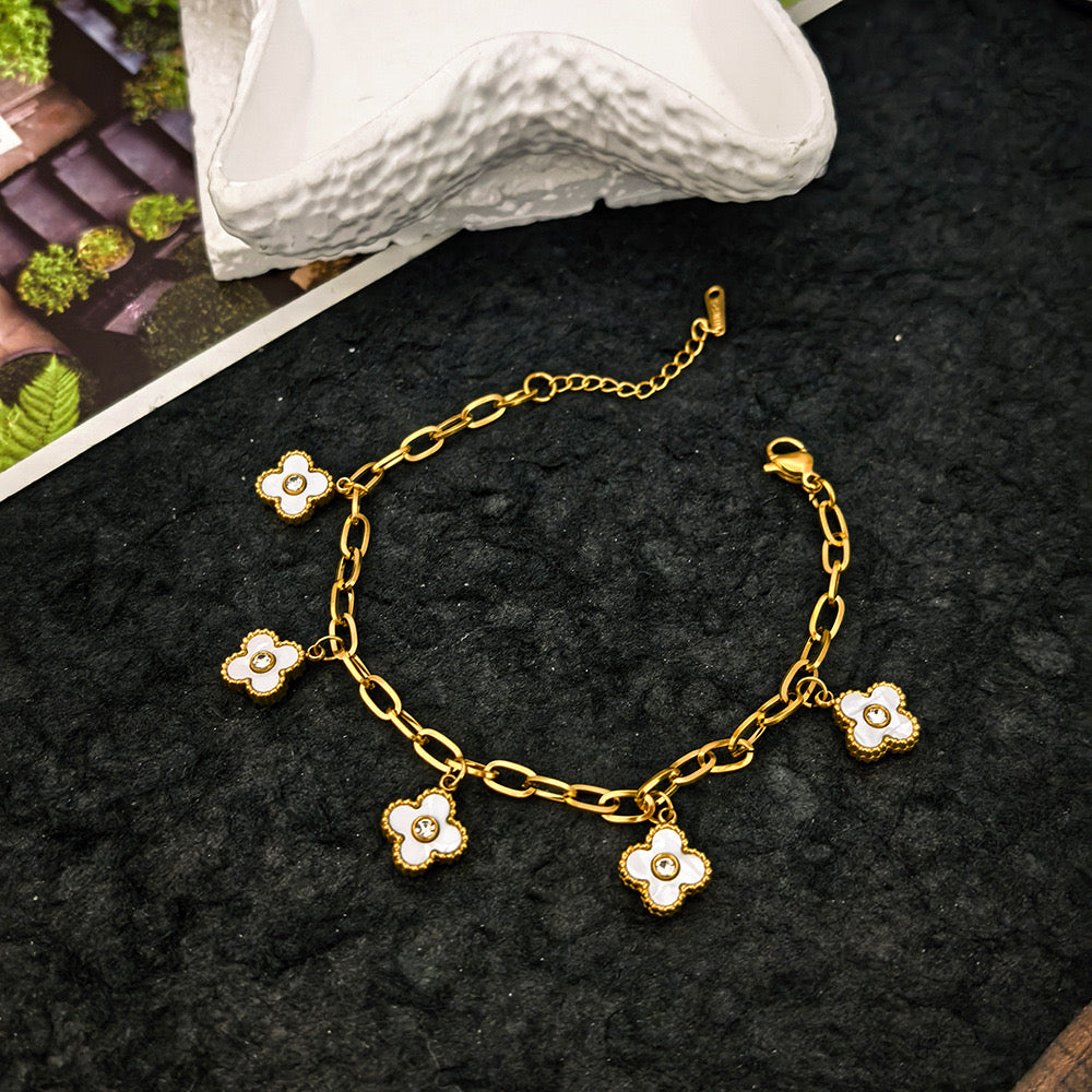 Double Sided Gold Cross Bracelet