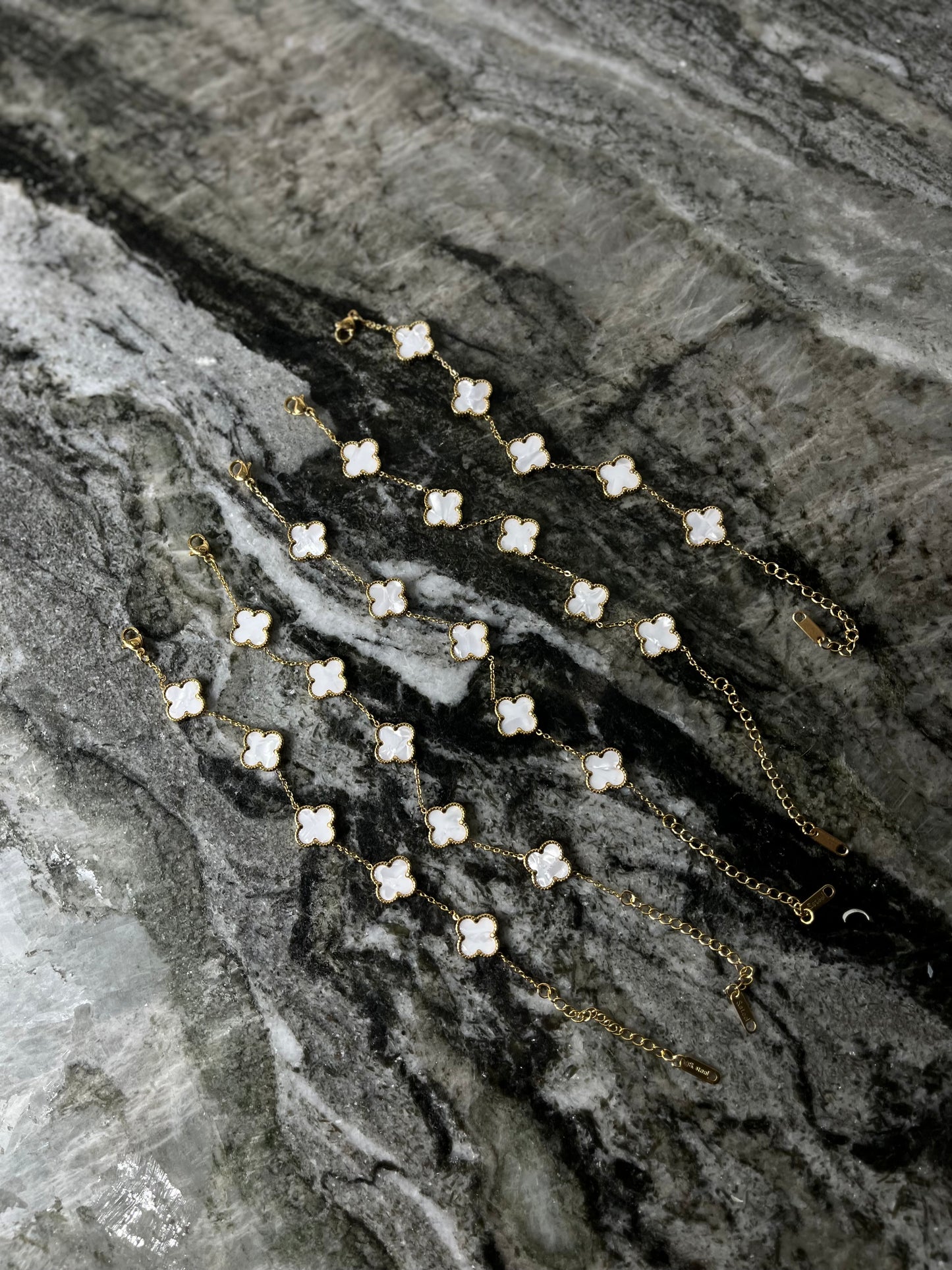 White and Gold Clover Bracelet