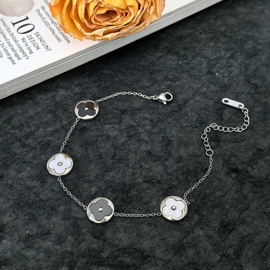 Silver Black and Quartz Bracelet