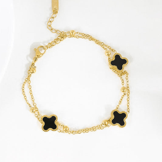 Black and Gold Clover Bracelet