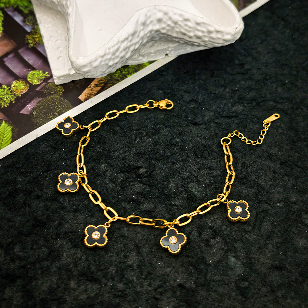 Double Sided Gold Cross Bracelet