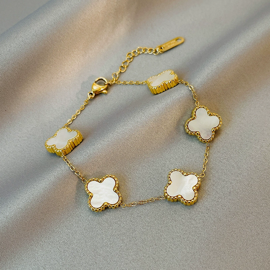 White and Gold Clover Bracelet