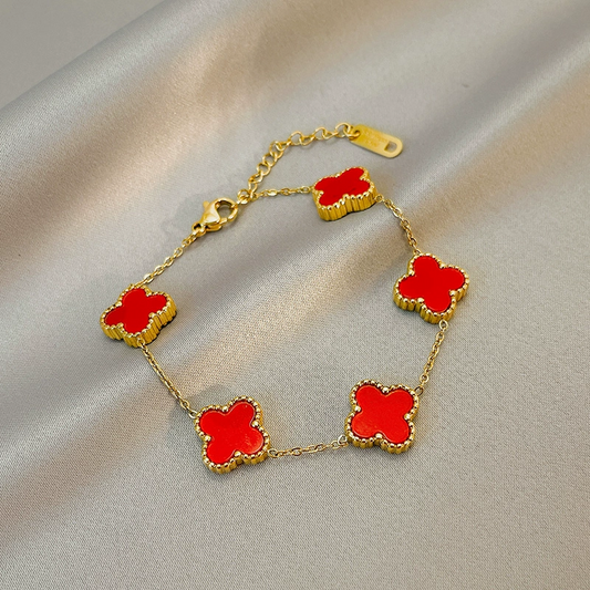 Red and Gold Clover Bracelet